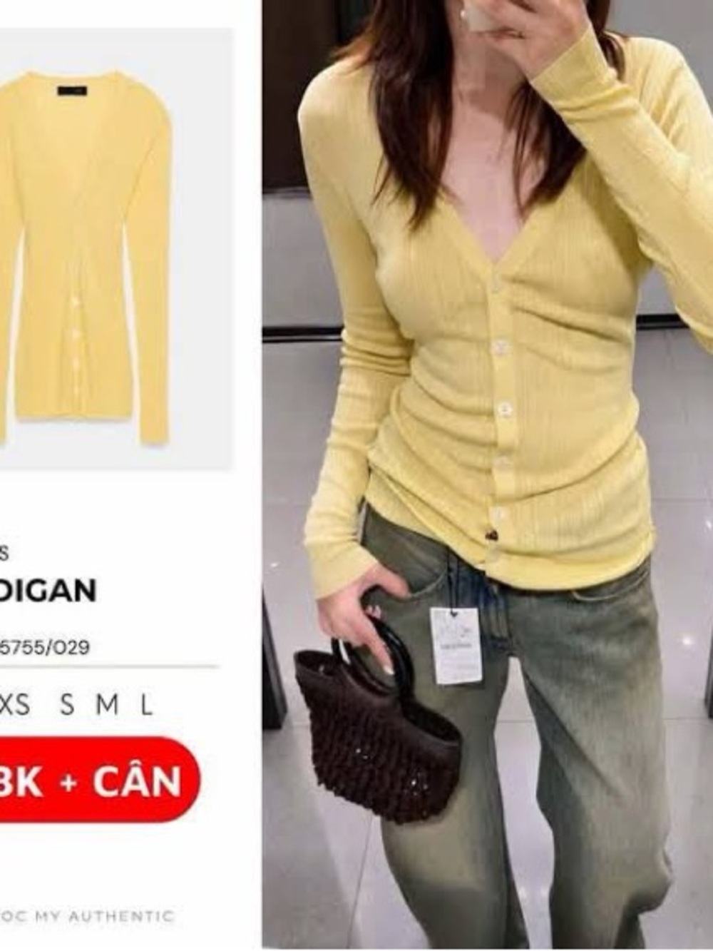 Zara Butter Yellow Ribbed Knit Cardigan Size S, Blogger Favorite!